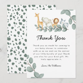 Zoo Dieren Baby shower Genderneutraal Bedankkaart