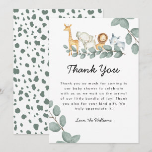 Zoo Dieren Baby shower Genderneutraal Bedankkaart