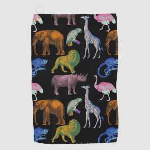 Zoo Dieren Levendige kleuren Pop Art Dierenvriende Golfhanddoek