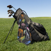 Zoo Dieren Levendige kleuren Pop Art Dierenvriende Golfhanddoek (Groen)