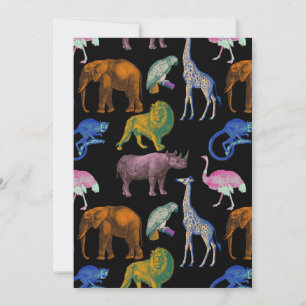 Zoo Dieren Levendige kleuren Pop Art Dierenvriende Kaart