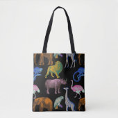 Zoo Dieren Levendige kleuren Pop Art Dierenvriende Tote Bag (Voorkant)