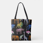 Zoo Dieren Levendige kleuren Pop Art Dierenvriende Tote Bag (Achterkant)