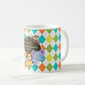 Zoo Dieren op kleurrijke Argyle Koffiemok (Voorkant rechts)