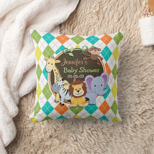 Zoo Dieren op kleurrijke Argyle Kussen (Deken)