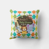 Zoo Dieren op kleurrijke Argyle Kussen (Achterkant)