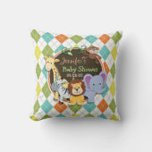 Zoo Dieren op kleurrijke Argyle Kussen (Voorkant)