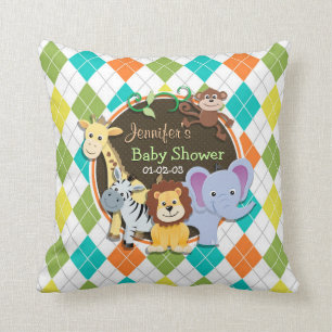 Zoo Dieren op kleurrijke Argyle Kussen