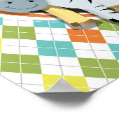 Zoo Dieren op kleurrijke Argyle Poster (Hoek)