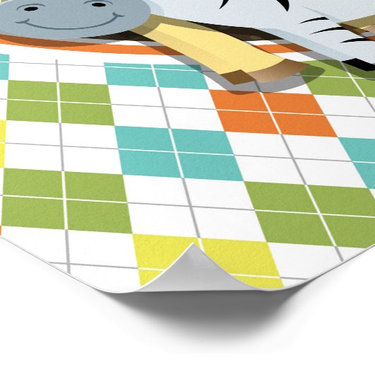 Zoo Dieren op kleurrijke Argyle Poster (Hoek)