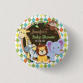 Zoo Dieren op kleurrijke Argyle Ronde Button 3,2 Cm