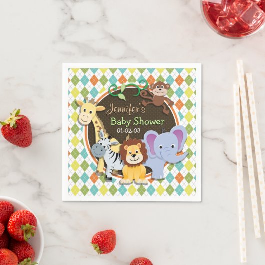 Zoo Dieren op kleurrijke Argyle Servet (Insitu)