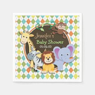 Zoo Dieren op kleurrijke Argyle Servet