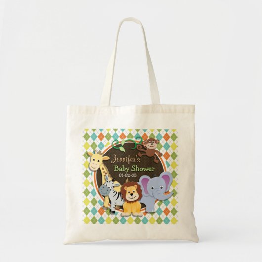 Zoo Dieren op kleurrijke Argyle Tote Bag (Voorkant)