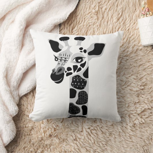 Zoo Dieren Zwarte en Witte Giraffe Sierkussen (Deken)