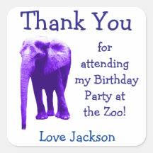 Zoo Elephant Birthday Party Favor Stickers