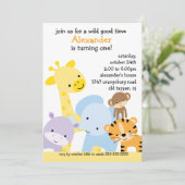 Zoo Fun Birthday Party Kaart (Staand voorkant)