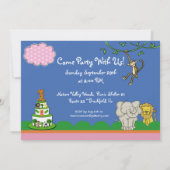 Zoo Funnies Girl First Birthday Foto Kaart (Achterkant)