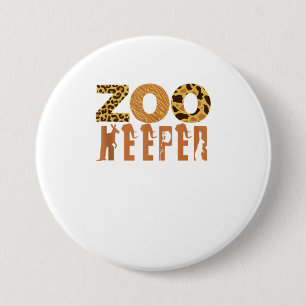 Zoo Keeper Animal Love Art Oerwoud Safari Exp Ronde Button 7,6 Cm