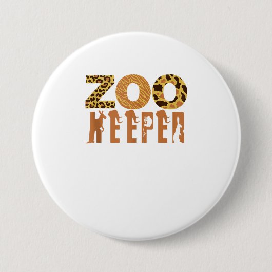 Zoo Keeper Animal Love Art Oerwoud Safari Exp Ronde Button 7,6 Cm (Voorkant)