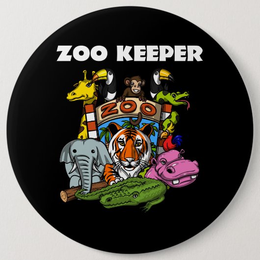 Zoo Keeper Dierenvriend Party Ronde Button 6,0 Cm (Voorkant)