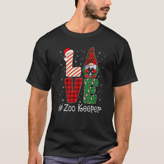 Zoo Keeper LOVE Gnome Funny Matching Pajama Christ T-shirt (Voorkant)