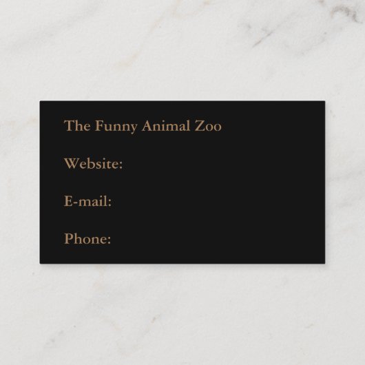 Zoo Keeper met dierachtergrond Visitekaartje (Achterkant)