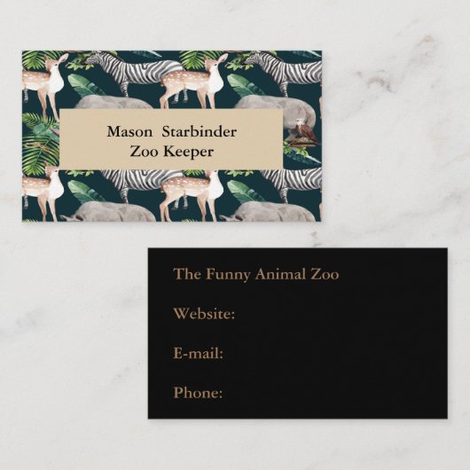 Zoo Keeper met dierachtergrond Visitekaartje (Voorkant / Achterkant)