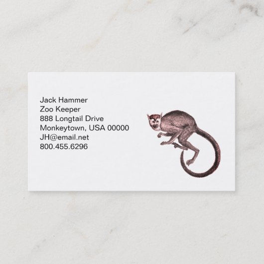 Zoo Keeper Visitekaartje (Achterkant)