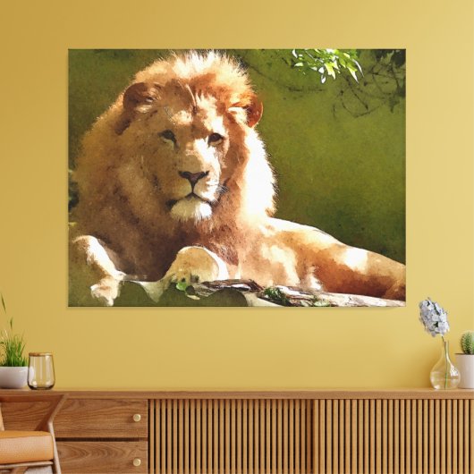 Zoo Lion Waterverf Canvas Afdruk (Insitu (Woonkamer))