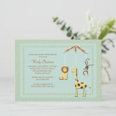 Zoo Mobile Baby shower Invitation Kaart (Staand voorkant)