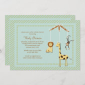 Zoo Mobile Baby shower Invitation Kaart (Voorkant / Achterkant)