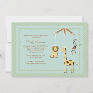 Zoo Mobile Baby shower Invitation Kaart