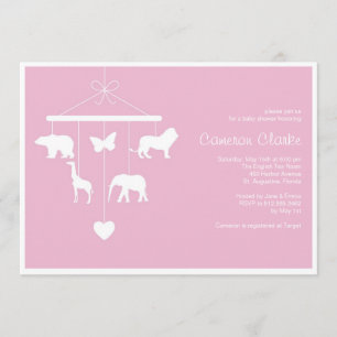 Zoo Mobile Baby shower Invitation Kaart
