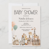 Zoo Nursery Animals Baby shower Kaart (Voorkant)