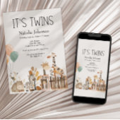 Zoo Nursery Animals Twins Baby shower Kaart