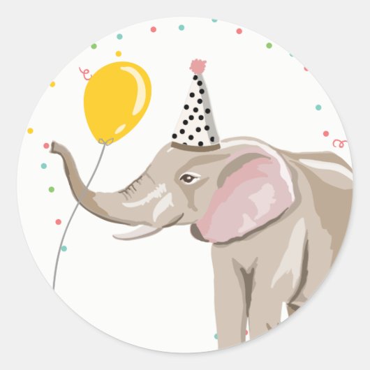 Zoo Party Animals Safari Oerwoud Wild Elephant Ronde Sticker (Voorkant)