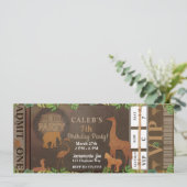 ZOO PARTY Brown Animals Birthday Party Ticket Kaart (Staand voorkant)