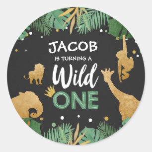 Zoo Party Favor Labels Safari Oerwoud Wild One Cha
