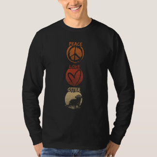 Zoo Peace Animal Hippie Wildlife Love Otter Retr T-shirt