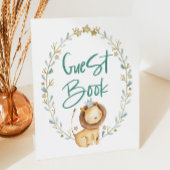 Zoo Safari Animal Lion Baby shower Guest Book Reclamebord Met Voetstuk