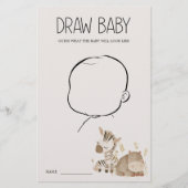Zoo Safari Animals Baby shower Draw Baby spel Flyer (Voorkant)