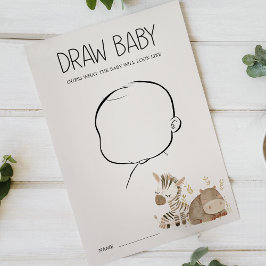 Zoo Safari Animals Baby shower Draw Baby spel Flyer