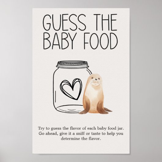 Zoo Safari Animals Baby shower Guess Baby Food Poster (Voorkant)