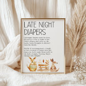 Zoo Safari Animals Baby shower Late Night Luier Poster