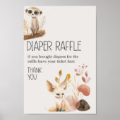 Zoo Safari Animals Baby shower Luier Raffle Poster (Voorkant)