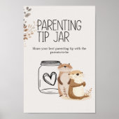 Zoo Safari Animals Baby shower Ouderschap Tip Jar Poster (Voorkant)