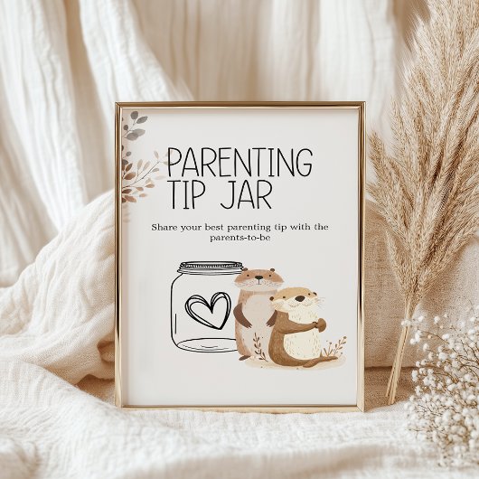 Zoo Safari Animals Baby shower Ouderschap Tip Jar Poster
