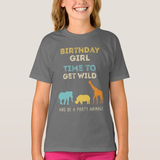 Zoo Safari Birthday Party Girl T-shirt (Voorkant)