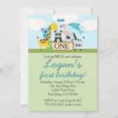 Zoo Safari Birthday Party Invitation Kaart (Voorkant)
